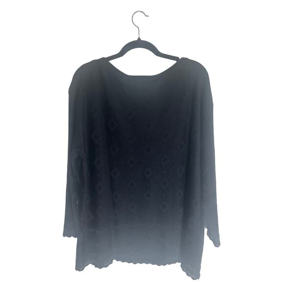 St. John Sportswear by Marie Gray Women's Medium Knit Sweater Black Lace Detail - Picture 6 of 9